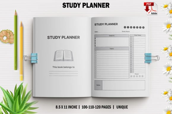 High-Quality Study Planner for KDP Interiors